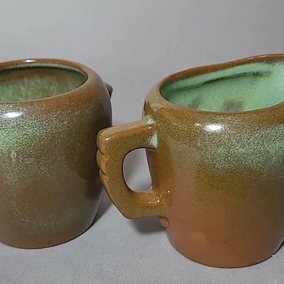 Frankoma Pottery Plainsman Prairie Green 5DA 5DB Creamer & Sugar - Picture 12 of 13